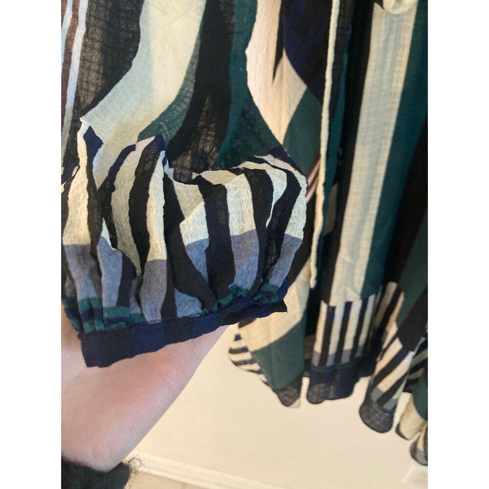 EUC Anthropologie Sunday in Brooklyn Leger Striped Dress XS Green White Black - Picture 6 of 11